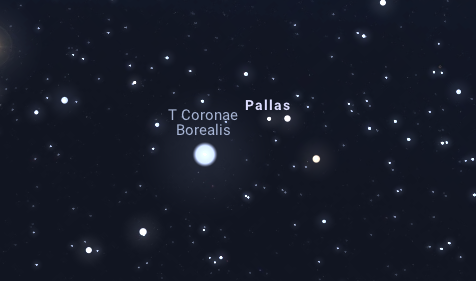 Asteroid Pallas is set to pass near the T CRB!  How to watch this great Conjunction? Read to know…